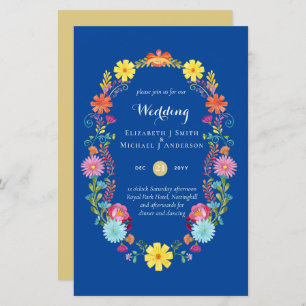 Folkart Flower Fiesta Wedding Invitation Boda