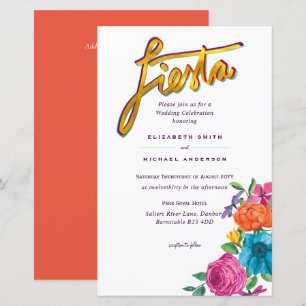 Folkart Flower Fiesta Wedding Invitation Boda