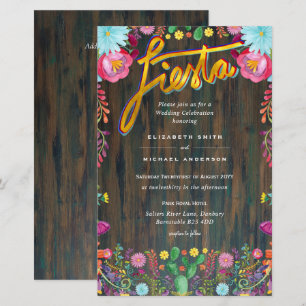 Folkart Flower Fiesta Wedding Invitation Boda