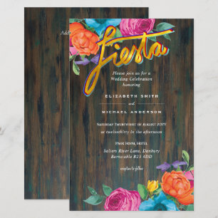 Folkart Flower Fiesta Wedding Invitation Boda