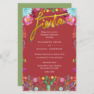 Folkart Flower Fiesta Wedding Invitation Boda