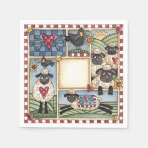 Folkart Sheep & Crows Napkin