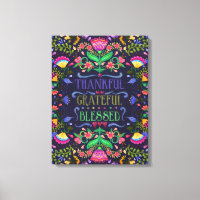 Folkart Thankful, Grateful, Blessed | Floral Art