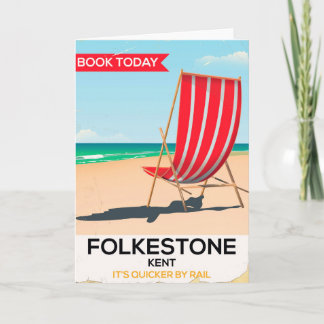 Folkestone Kent vintage seaside poster Holiday Card