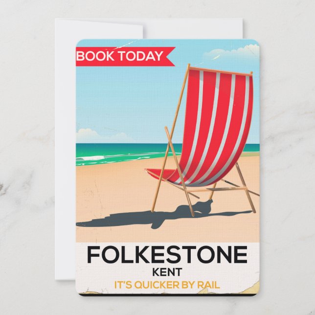 Folkestone Kent vintage seaside poster Invitation (Front)