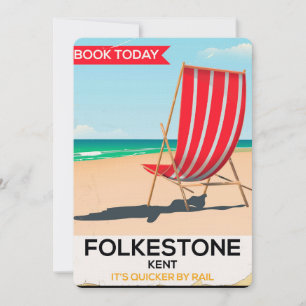 Folkestone Kent vintage seaside poster Invitation