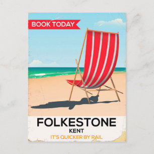 Folkestone Kent vintage seaside poster Postcard