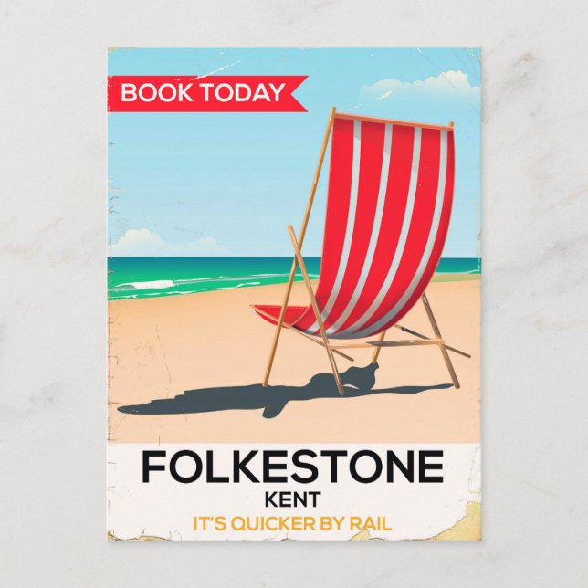 Folkestone Kent vintage seaside poster Postcard (Front)