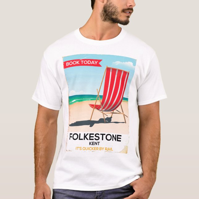 Folkestone Kent vintage seaside poster T-Shirt (Front)