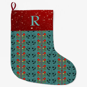 Folklore Christmas Stocking Turquoise Red