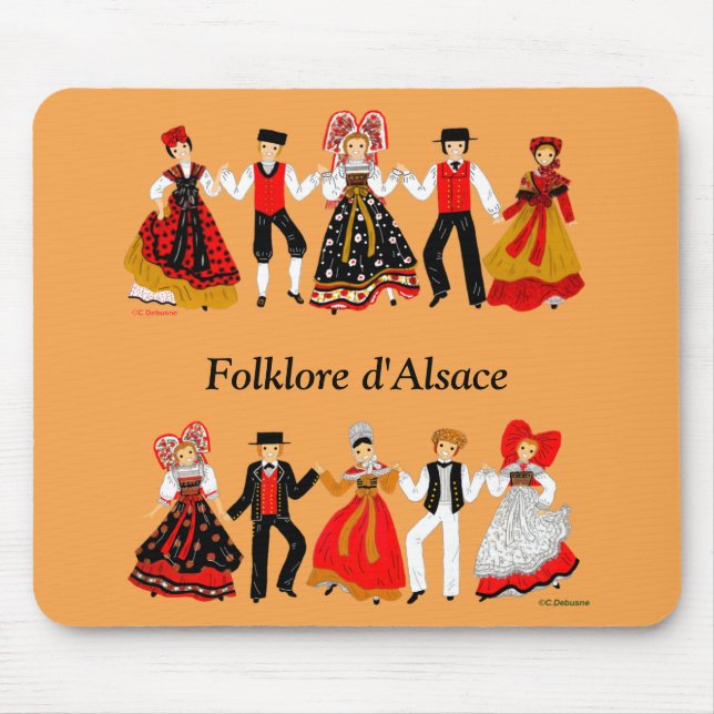 Folklore de l'Alsace, France Mouse Mat (Front)
