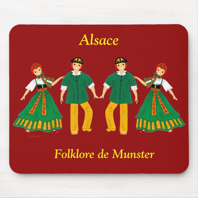 Folklore de Munster, Alsace, France Mouse Mat (Front)