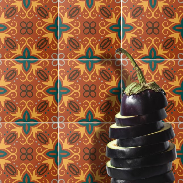 Folklore Ethnic Mosaic Pattern in Fall Colours Tile (Creator Uploaded)