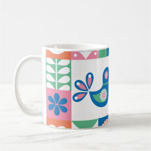 Folklore Floral Card: Scandinavian Design. Coffee Mug