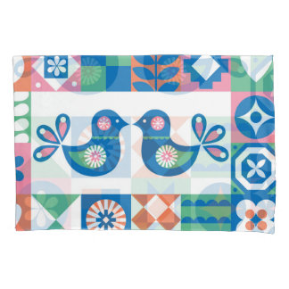 Folklore Floral Card: Scandinavian Design. Pillowcase