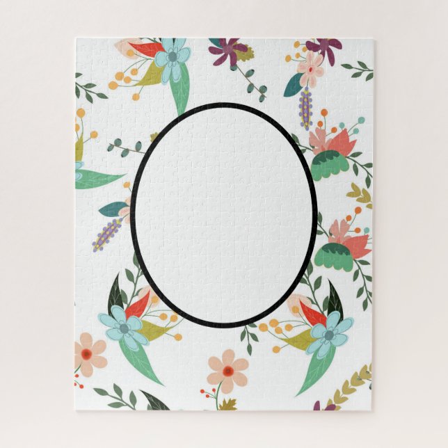 Folklore Florals | Add name, monogram, text GIFTS Jigsaw Puzzle (Vertical)