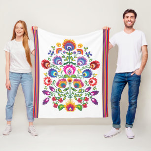 Folklore flowers, mix of colours 3 fleece blanket