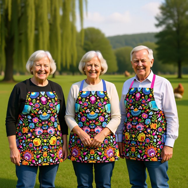 Folklore flowers Wycinanki black Apron (Folklore flowers Wycinanki black Apron)