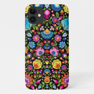 Folklore flowers Wycinanki black iPhone 11 Case