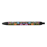 Folklore flowers Wycinanki black