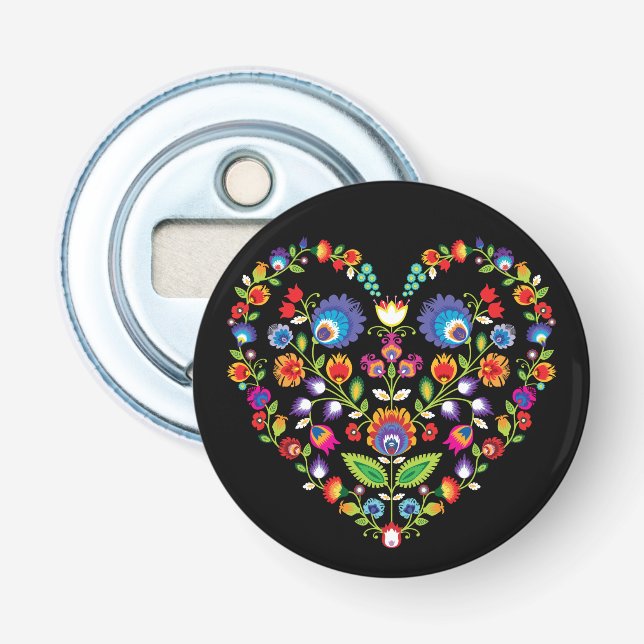 Folklore heart, Wycinanki style Bottle Opener (Front)