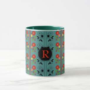 Folklore Mug Personalised Monogram Turquoise Xmas