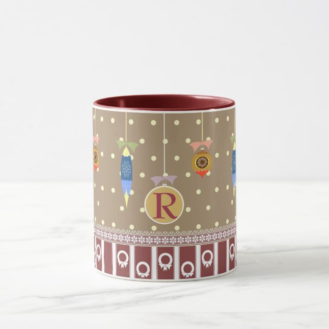 Folklore Mug Personalised Monogram Xmas Baubles (Center)