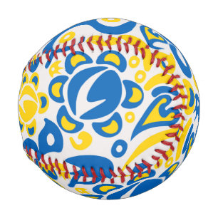 Folklore pattern with Ukrainian flag colors Baseball