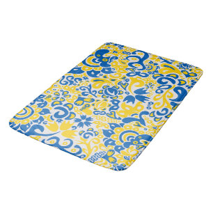 Folklore pattern with Ukrainian flag colors Bath Mat