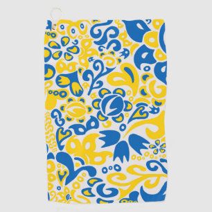 Folklore pattern with Ukrainian flag colors  Golf Towel