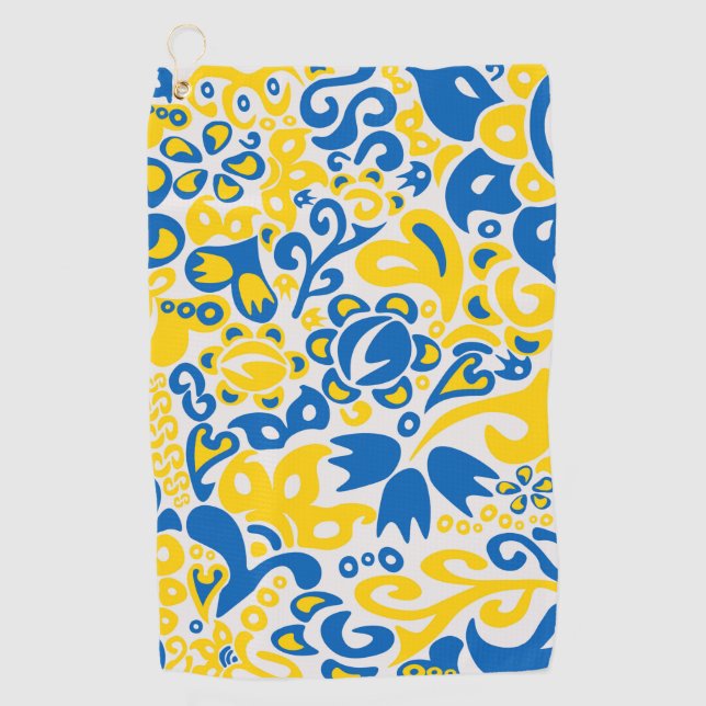 Folklore pattern with Ukrainian flag colors  Golf Towel (Front)