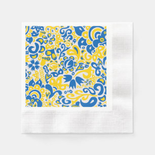 Folklore pattern with Ukrainian flag colors Napkin