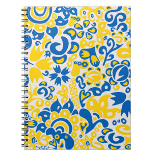 Folklore pattern with Ukrainian flag colors  Notebook