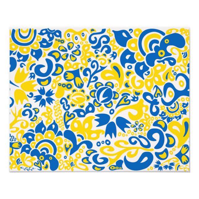 Folklore pattern with Ukrainian flag colors  Photo Print (Front)