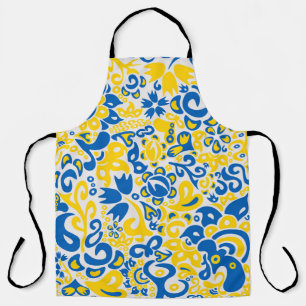 Folklore pattern with Ukrainian flag colours Apron