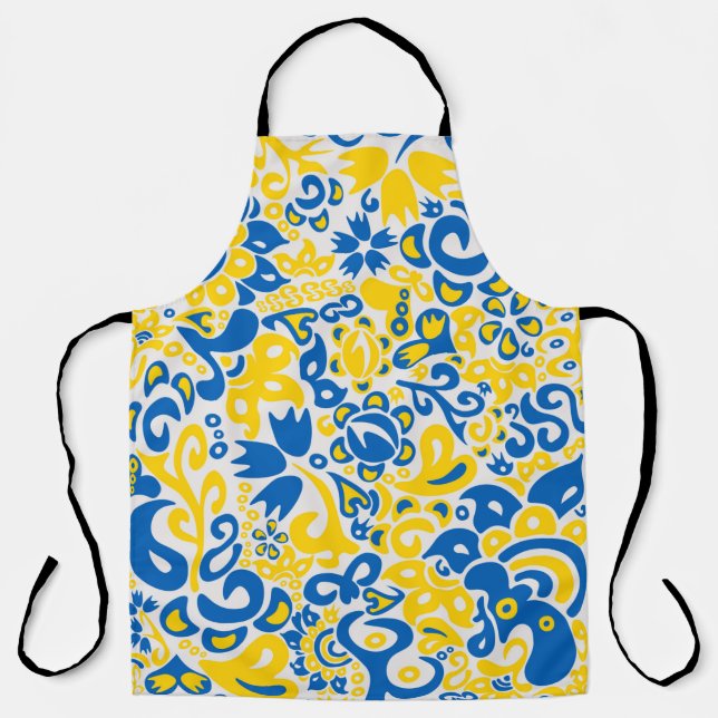 Folklore pattern with Ukrainian flag colours Apron (Front)