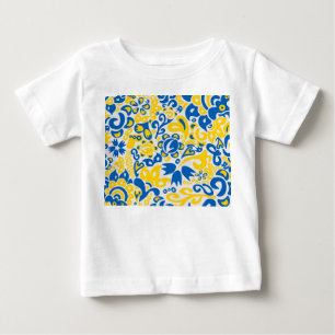 Folklore pattern with Ukrainian flag colours   Baby T-Shirt