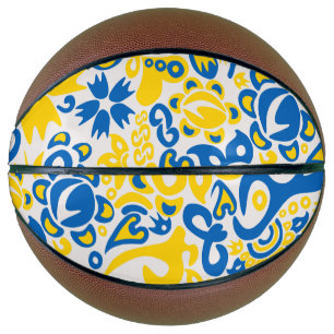 Folklore pattern with Ukrainian flag colours Basketball