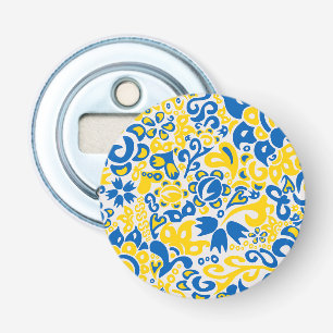 Folklore pattern with Ukrainian flag colours  Bottle Opener