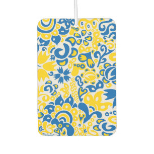 Folklore pattern with Ukrainian flag colours Car Air Freshener