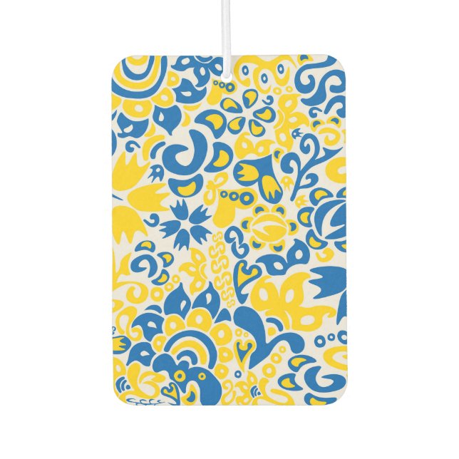 Folklore pattern with Ukrainian flag colours  Car Air Freshener (Front)