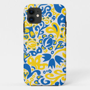 Folklore pattern with Ukrainian flag colours   iPhone 11 Case