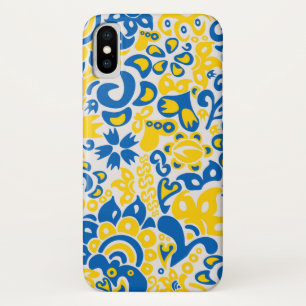 Folklore pattern with Ukrainian flag colours  iPhone X Case