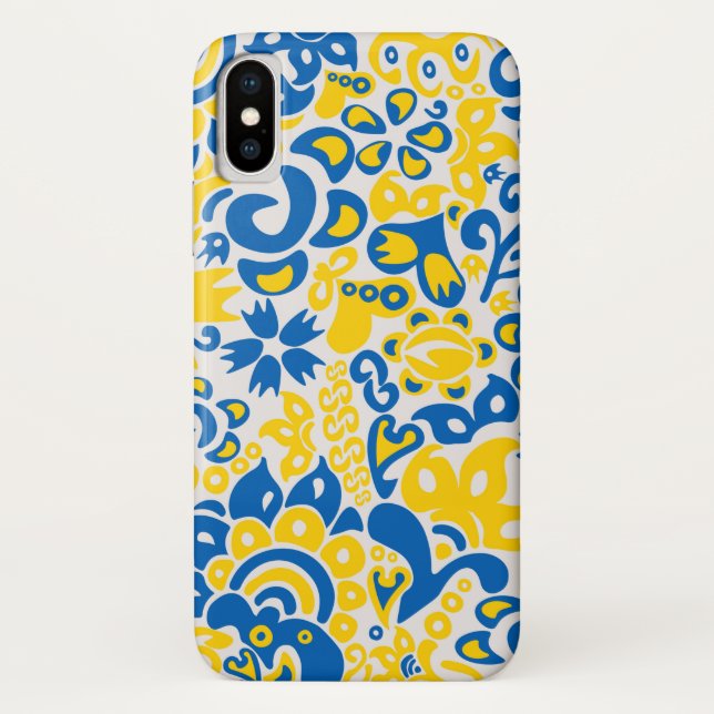 Folklore pattern with Ukrainian flag colours  Case-Mate iPhone Case (Back)