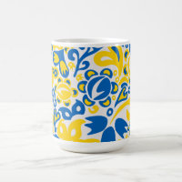 Folklore pattern with Ukrainian flag colours 