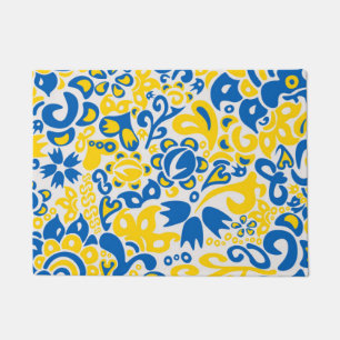 Folklore pattern with Ukrainian flag colours Doormat