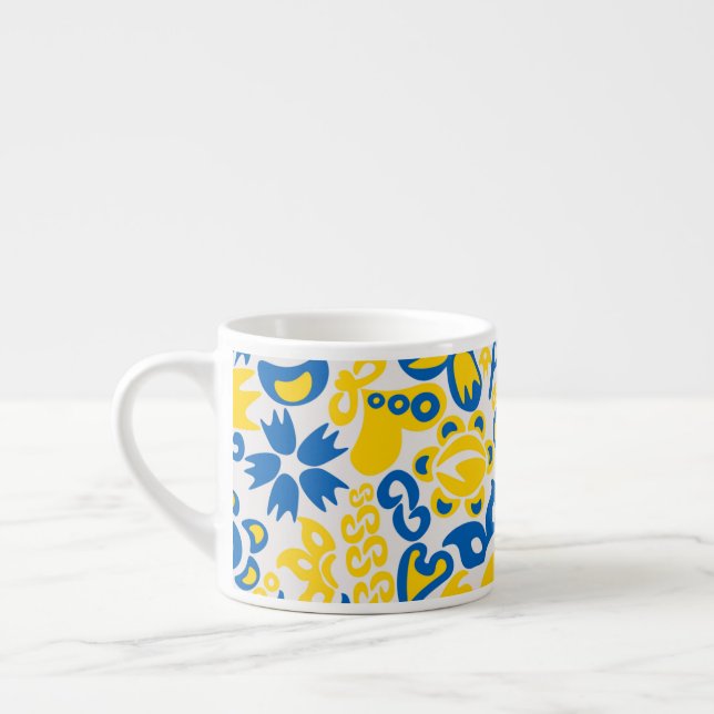Folklore pattern with Ukrainian flag colours  Espresso Cup (Left)