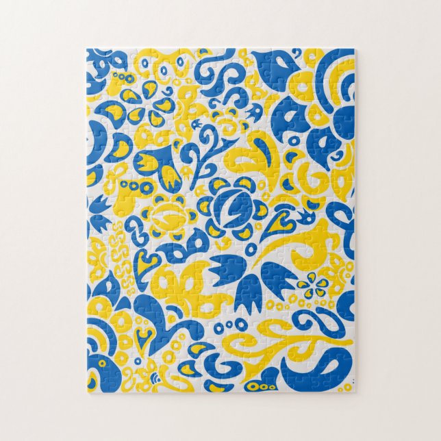 Folklore pattern with Ukrainian flag colours  Jigsaw Puzzle (Vertical)