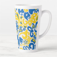 Folklore pattern with Ukrainian flag colours