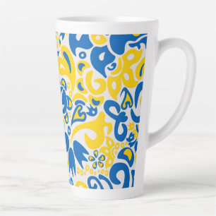 Folklore pattern with Ukrainian flag colours Latte Mug